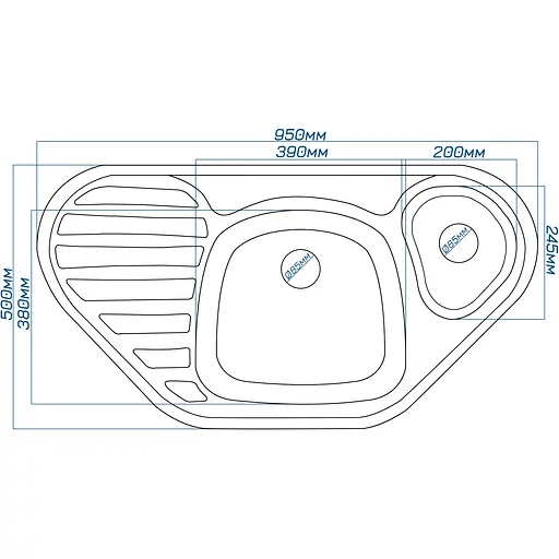 Кухонна мийка Romzha Elegancia 95B Biela (102) - фото 2