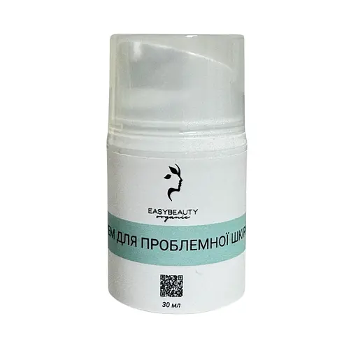 Крем для проблемної шкіри EasyBeautyOrganic з пребіотиками та цинком 30 мл  - фото 1