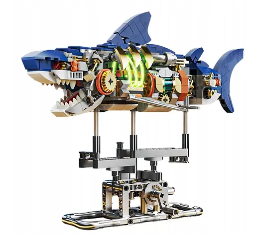 Конструктор акула MJI механический двусторонний коллекция живой мир рыбы для взрослых и детей 687 деталей - фото 1