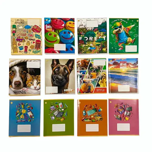 Зошит для школи Тетрада 12 аркушів коса лінія Люкс 12 шт.