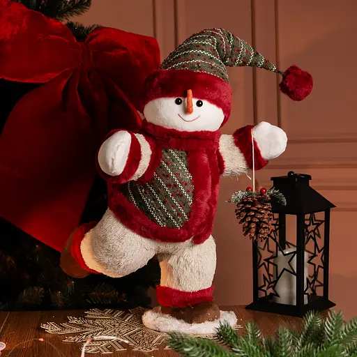 Новорічна фігурка Сніговик з шишкою 40×33×74 (см) новорічний декор Yiwu CR-4-13