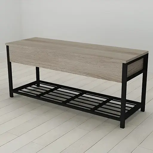 Банкетка з ящиком Ferrum-decor Дрейк 2 550x1200x400 метал Чорний ДСП Сонома Трюфель 16 мм (FRD-103070)