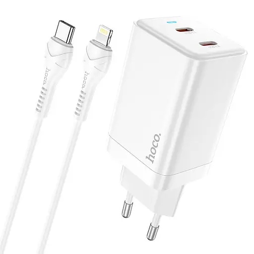Адаптер мережевий Hoco Type-c to Lightning Cable Astral N23 |2Type-C, 45W/3A, PD/QC| - фото 1
