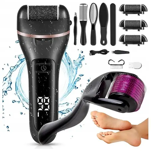 Електрична пемза для ніг LC 13 в 1 роликова пилка V-601+ роликовый масажер для обличчя и комплект пилочок у подарунок - фото 1