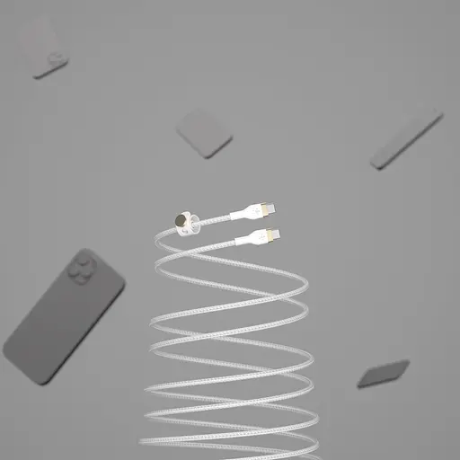 Belkin Кабель USB-С - USB-C плетеный, силиконовый, с ремешком на магните, 1м, белый - фото 7