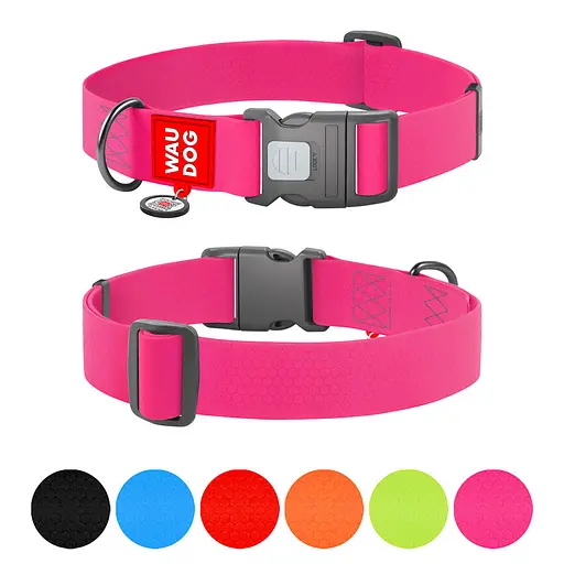 Нашийник для собак водостійкий Waudog Waterproof з QR-паспортом пластиковий фастекс XXL Ш 40 мм Д 46-70 см рожевий - фото 2