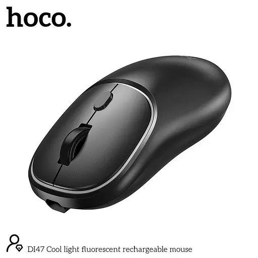 Миша Hoco DI47 Cool світло-флуоресцентна акумуляторна миша 2.4G / BT чорна - фото 3