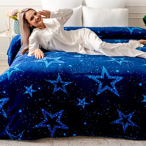 Плед Love You Созвездие грез 150x200 см велсофт темно-синий (9101) - фото 6