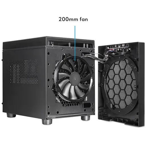 Корпус Chieftec THE CUBE CI-03B-OP, без БЖ, fan 20cm, mATX, Black - фото 4