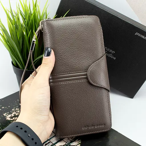 Гаманець жіночий шкіряний De Eesse LC14621-GD04 великий з ручкою капучіно - фото 8