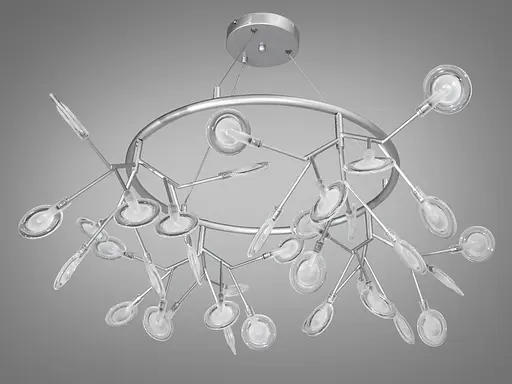 Лаконічна, підвісна люстра "Світлячок", 36 ламп, хром сатин - фото 3