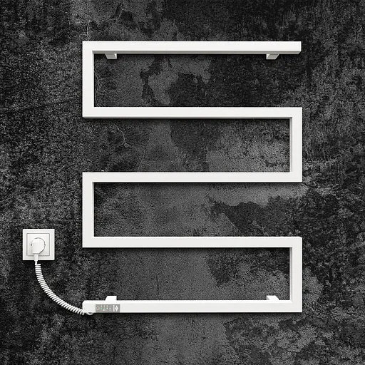 Электрический полотенцесушитель Kosser Зета 685х550 EL тайм. белый ЗЗ02ELW, Белый матовый, Левое - фото 2