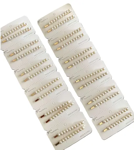 Заколки для волосся з перлинами металеві набір 24 шт - фото 1