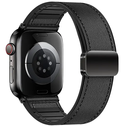 Ремешок Hoco WA34 Basic magnetic buckle silicone leather strap для Apple watch 38/40/41/42mm Black - фото 2