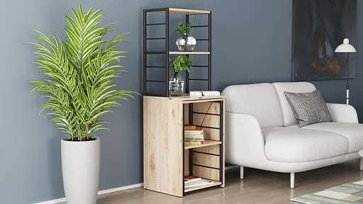 Стіл-тумба трансформер Смарт 3/1 з етажеркою Ferrum-decor 1430x1450x500 Чорний метал ДСП Дуб Сан-Марино 16 мм (FRD-105110) - фото 8