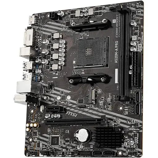 Материнська плата MSI A520M-A PRO (AM4/A520, 2xDDR4, PCIex16, DVI-D/HDMI, 4xSATAІІІ, M.2, GLan, 8ch, mATX) - фото 2