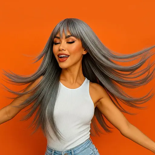 Перука аніме пряме волосся 70 см довгий чубчик жіночий попелястий - фото 1