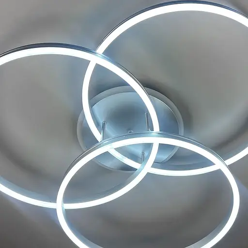 LED світильник білий на 3 кільця з RGB у сірому корпусі Ø 80 см | Line F | Арт. 55065/3 RGB Silver+CH - фото 4