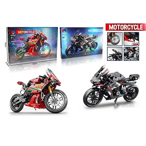 Конструктор Мотоцикл, MB001/MB002, 470 елементів, гумові шини, (В асортименті) - фото 2