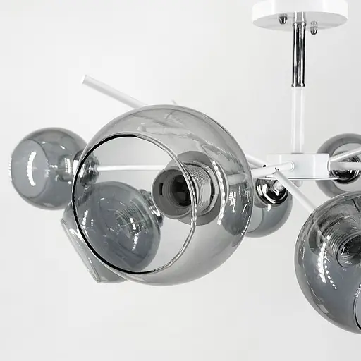 Люстра на 8 графитовых плафонах в белом корпусе Ø 85 см | Ст. 088N/8 WT+CH+GR | Line F - фото 3