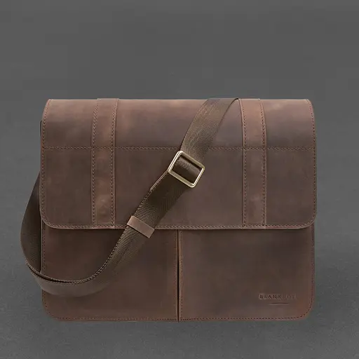 Шкіряна сумка-портфель Classic темно-коричневий Crazy Horse з ефектом Pull up - фото 8