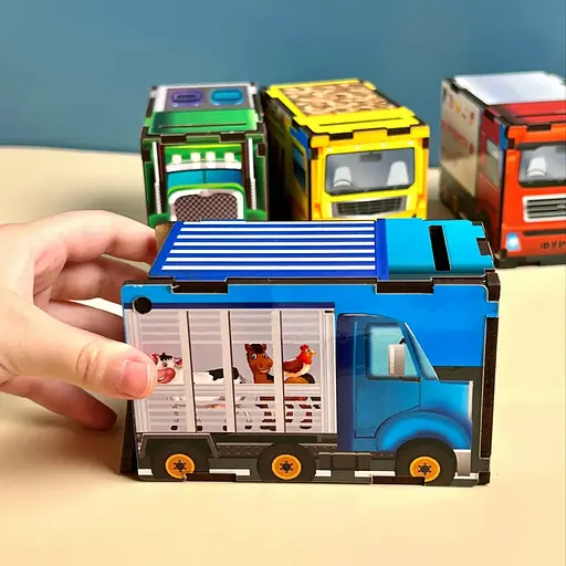 Настольная игра Ubumblebees Автопарк PSD082 сортер-комодик деревянная - фото 9