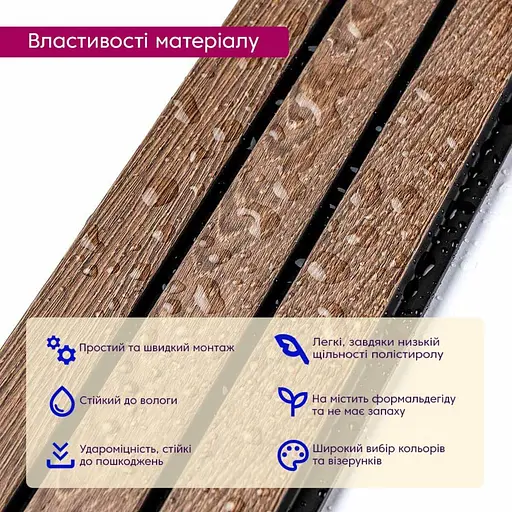 Рейка декоративна Wall Sticker PS 2900х120х12 мм Горіх SW-00001739 - фото 4