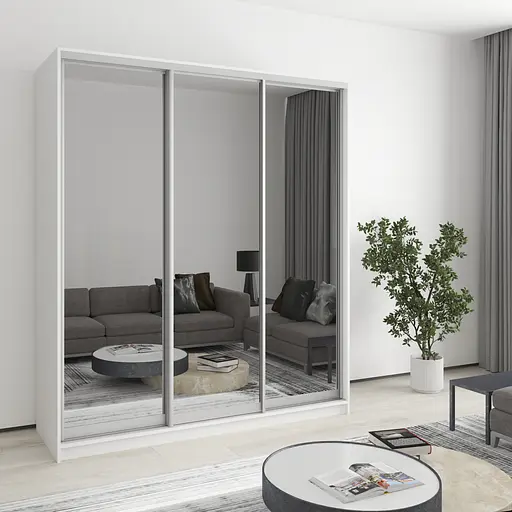 Шафа-купе тридверна MebelStar Стандарт AL 3 Дзеркала 180x60x210 см Аляска білий (MBS-2968)