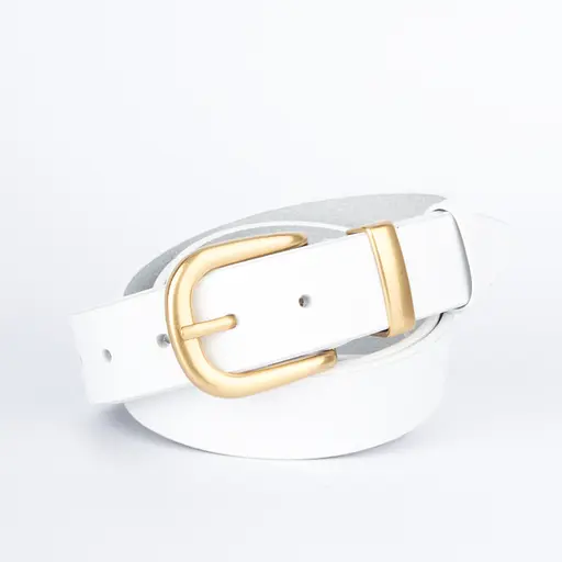 Ремінь жіночий шкіряний HC-3092 (130 см) білий з золотою пряжкою - фото 1