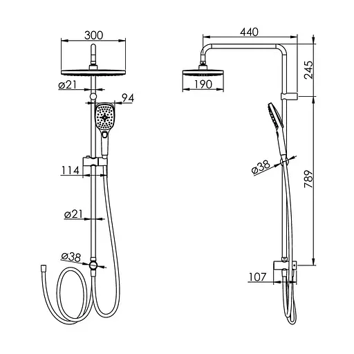 Душова система хром Imprese Bila Desne T-00300SQ, Хром - фото 2