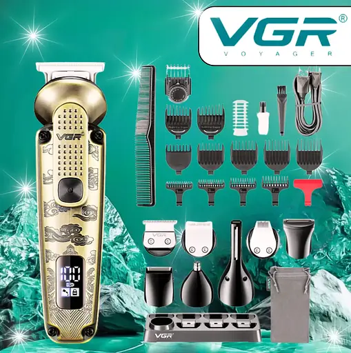 Професійна стрижка VGR V-103 8 в 1 акумуляторна триммер універсальний 5 Вт Бронза - фото 2