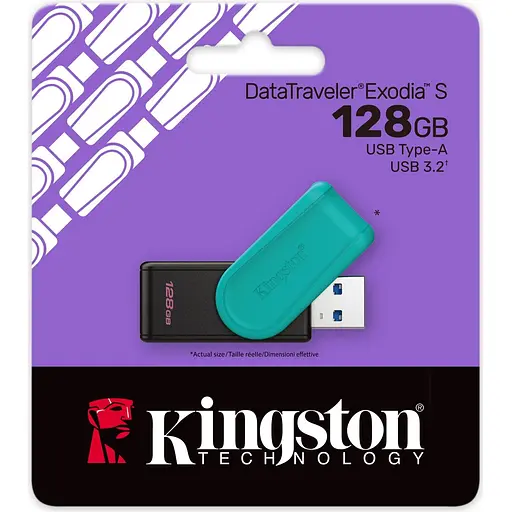 USB флэш-накопитель Kingston DataTraveler Exodia S 128GB USB-A 3.2 Black/Teal (DTXS/128GB) [139607] - фото 4