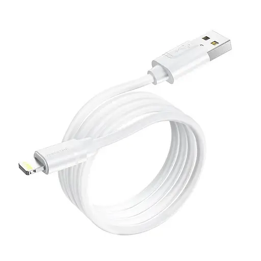 Кабель Borofone Lightning Harmony silicone charging data cable BX55 силіконовий білий - фото 1
