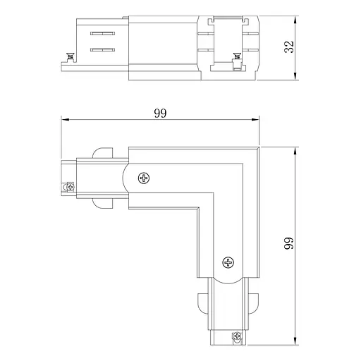 Соединитель угловой Ardero LD1301-LR для трехфазного шинопровода черный - фото 2