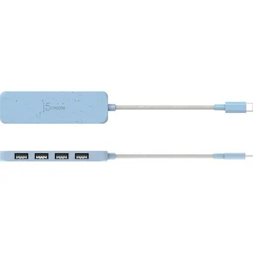 USB-хаб j5create JCH341EC-N USB-C на 4 USB-A, голубой (JCH341EC-N) - фото 4