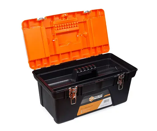 Ящик для инструментов Polax пластиковый с металлическим замком 19" (01-0144) - фото 2