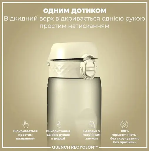 Пляшка для води ION8 1000 мл (ЕКО пляшка) BPA Free Creamy White (I8RF1000CWHI) - фото 2