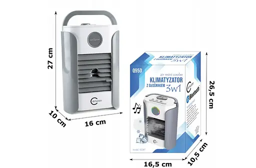 Охладитель воздуха Bluetooth колонка 3в1   аккумуляторный 2000mAh Carruzzo Q95D - фото 6