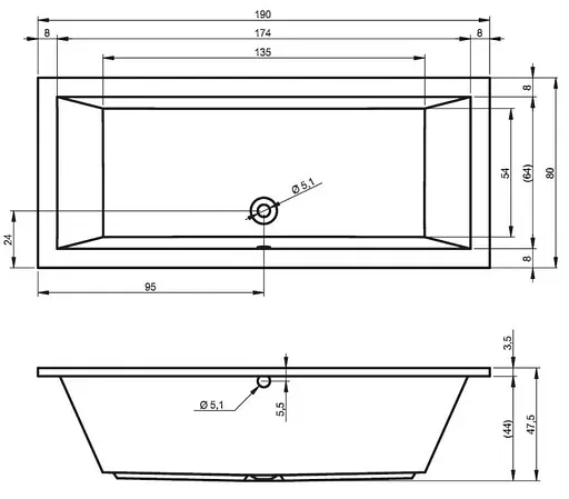 Ванна акрилова Rho Lusso 190x90 BA9900500000000 - фото 2