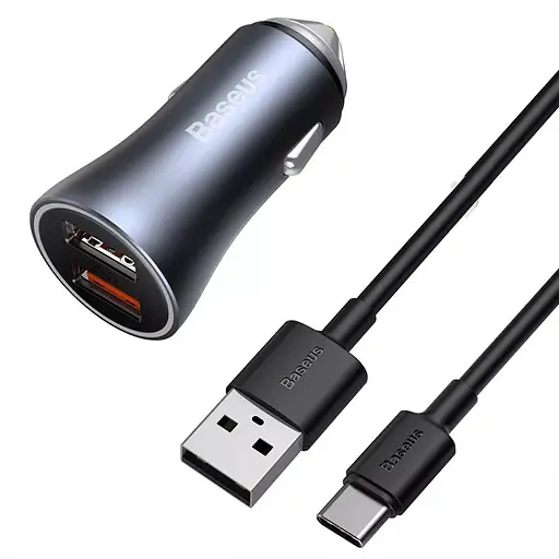 АЗП Baseus Golden Contactor Pro 40W 2USB + Type-C 5A (1m) (TZCCJD-A0G) Сірий - фото 3