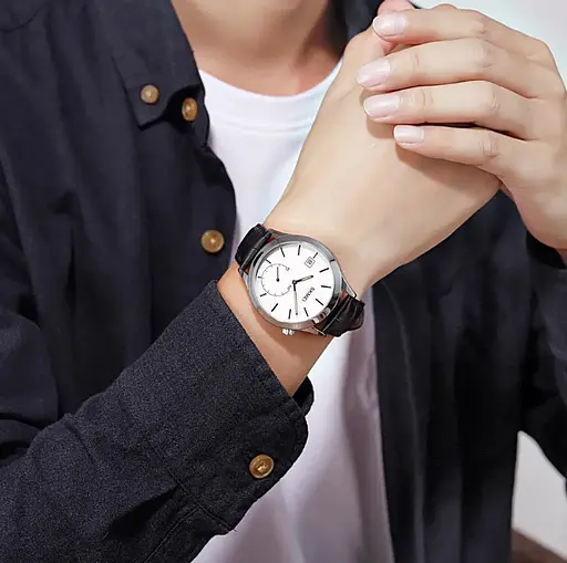 Чоловічий кварцовий годинник Skmei 1581 Prestige чорні з сріблястим - фото 4