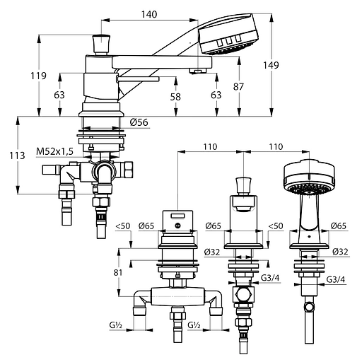 Смеситель для ванны Kludi Zenta 384460575 - фото 2