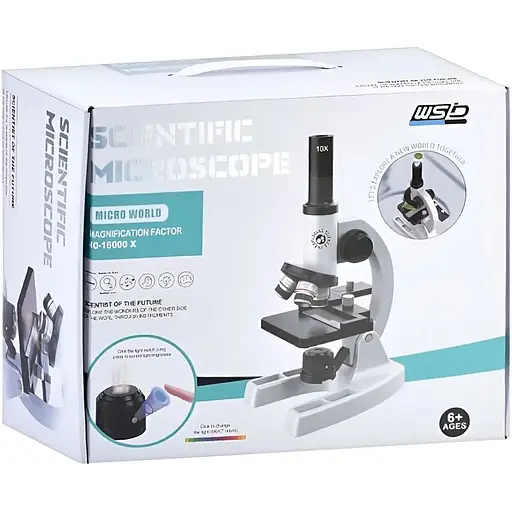 Оптичний мікроскоп W5802A збільшення 40X–16000X вбудоване світло та інструменти - фото 2