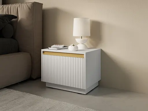 Тумба прикроватная Perfect Home Роял / Royal S54 с 1 ящиком Белый (PFH-091297)