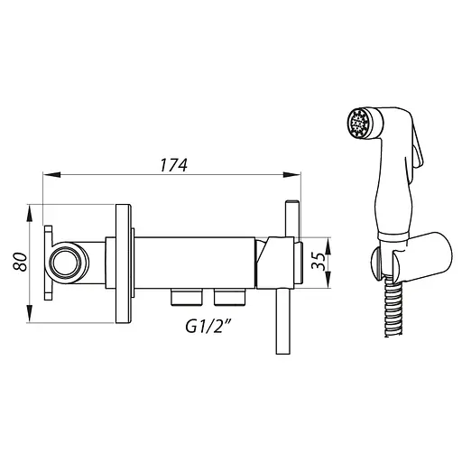Гігієнічний душ прихованого монтажу Zerix з виходом для бачка унітазу LR5398-1 LL1460, Хром - фото 2
