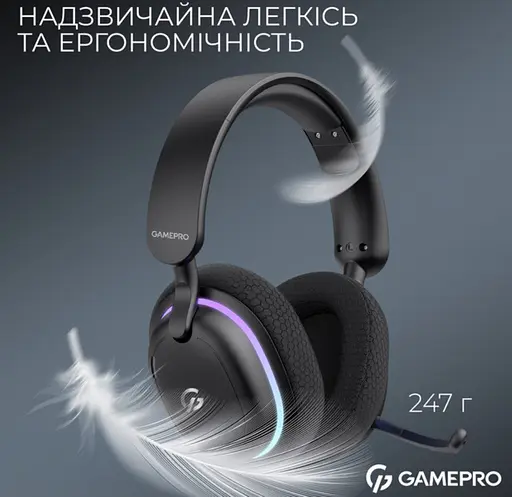 Ігрові бездротові навушники GamePro HSW-250 7.1 Bragi Asgard RGB Tri-Mod Black - фото 13