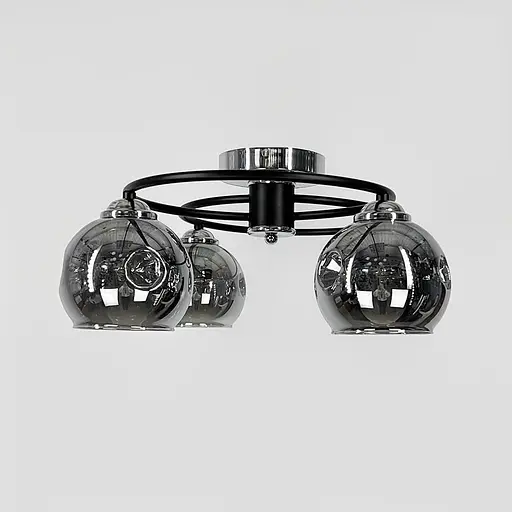 Стельова чорна люстра-орбіта на 4 графітових плафони 45х32 см | Арт. 7060/4 CH+BK+GR | Line F - фото 2