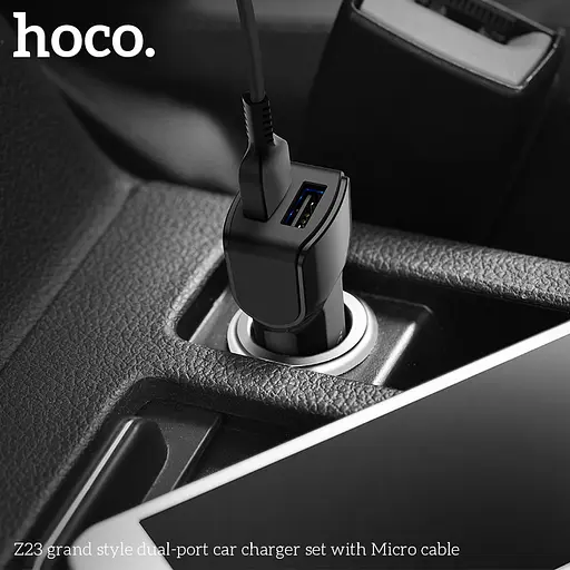Адаптер автомобильный Hoco Micro cable Z23 2USB, 2.4A - фото 5