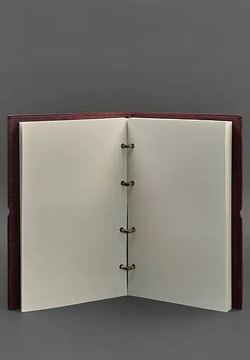 Кожаный блокнот А4 на кольцах (Софт-бук) 9.0 в мягкой бордовой обложке Crazy Horse - фото 4