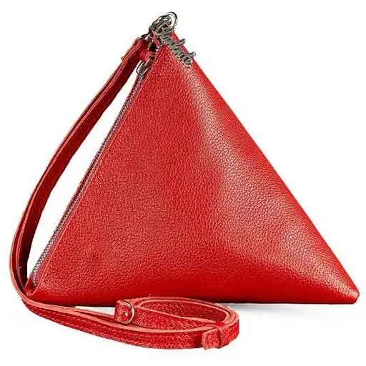 Шкіряна жіноча сумка-косметичка Піраміда червона - фото 1